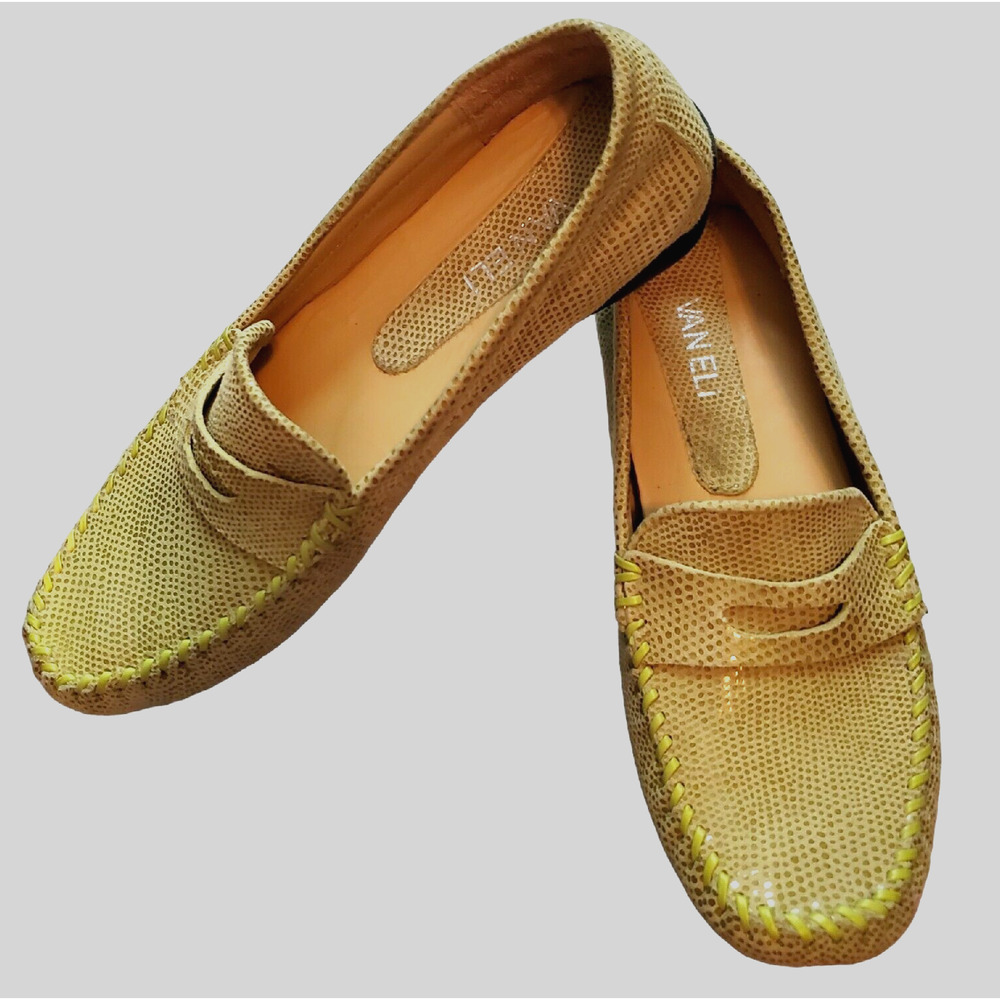 Van Eli Women Size 6M Penny Loafers Light Green Leather Driver Shoe
